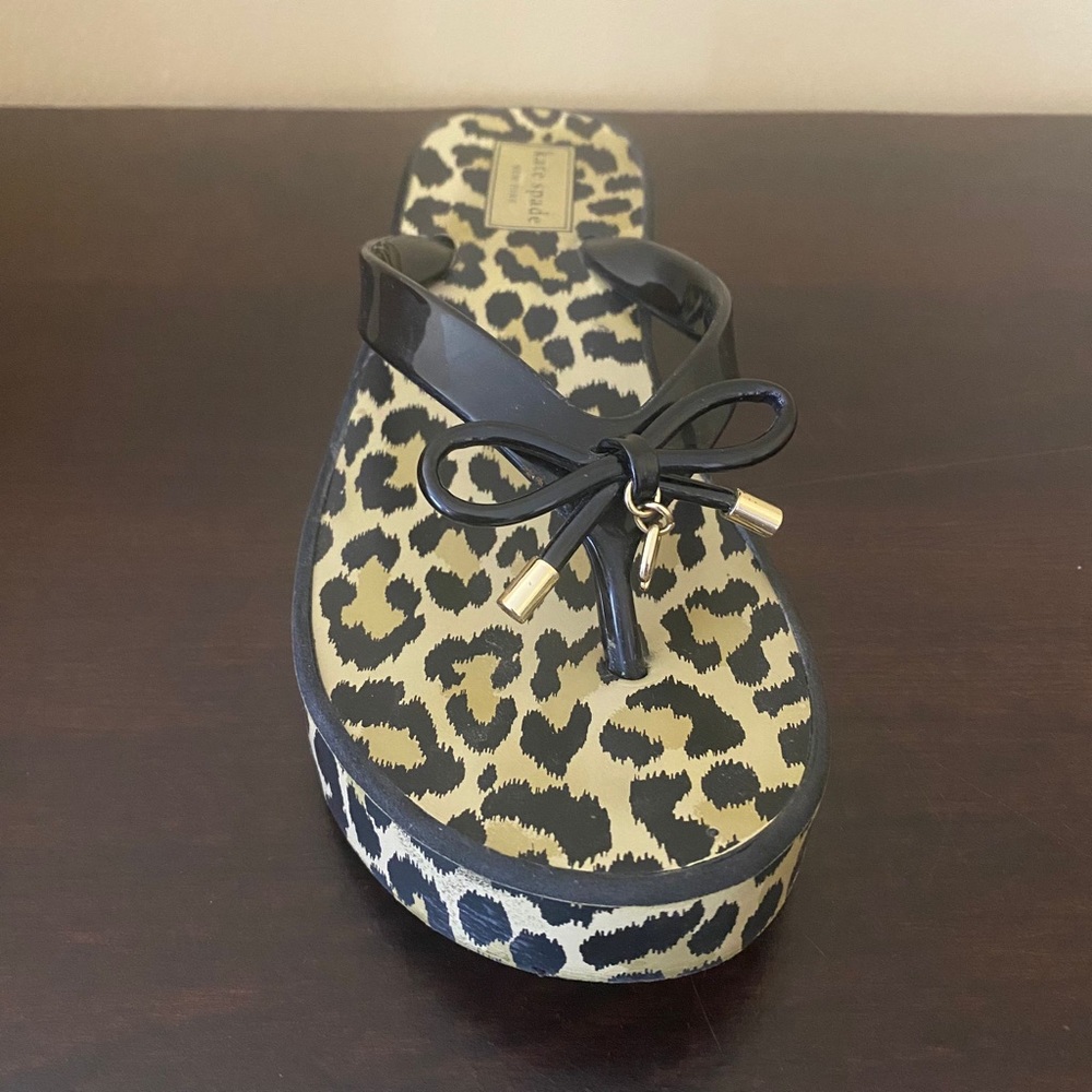 Kate Spade Women’s Leopard Rhett Wedge Flip Flops - Picture 4 of 8